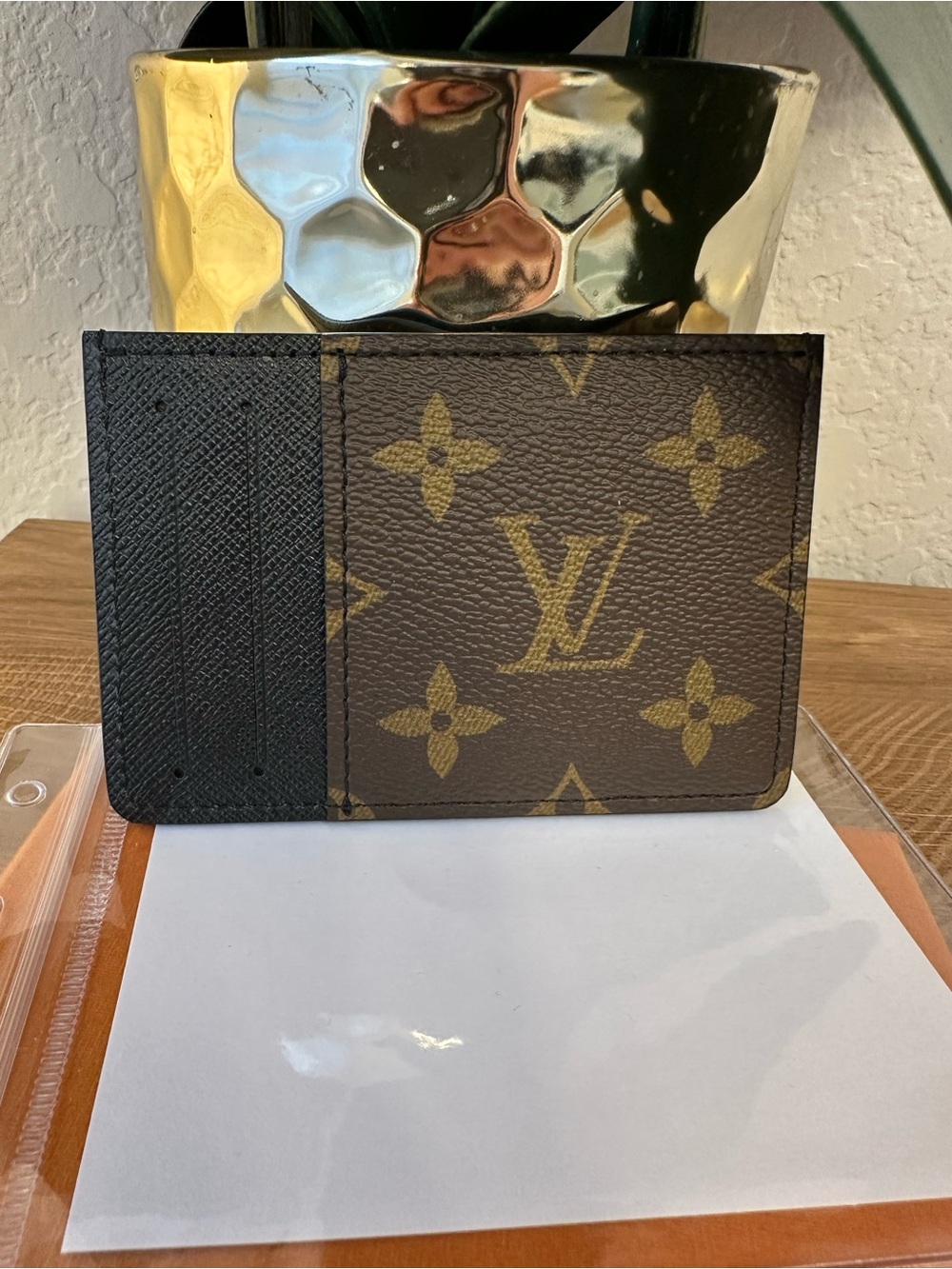 Louis Vuitton Brown Monogram Card Holder with Black Top - Picture 2 of 7